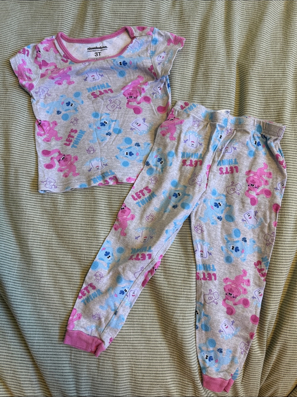 Nickelodeon Pink & Blue Bear Print Kids Pajama Set - 3T